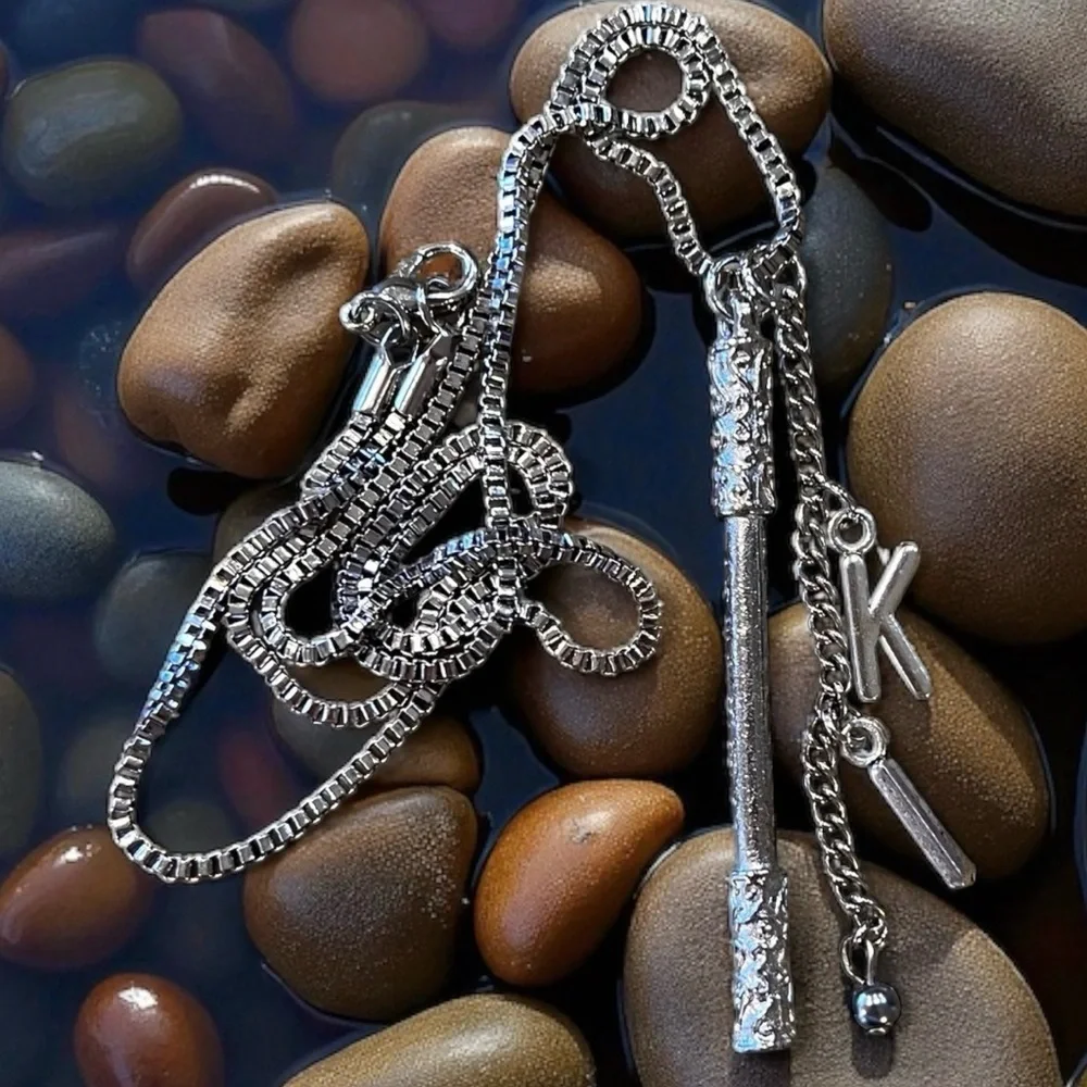 Dungeons and Dragons Monk necklace Monk staff and the initials KI DND jewelry